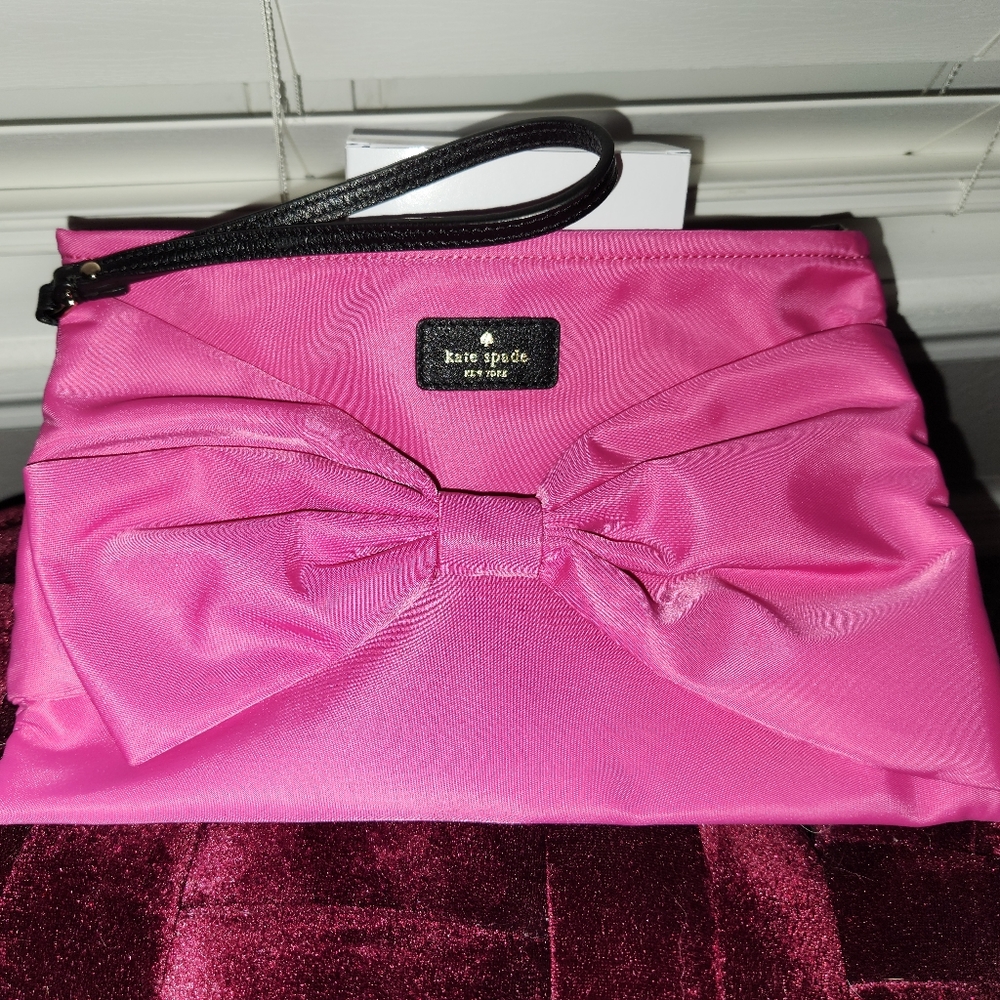 Kate Spade pink bow clutch